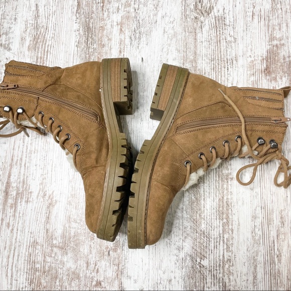 Universal Threads Brown Faux Fur Lace Up Boots Size 9.5 - Picture 3 of 5